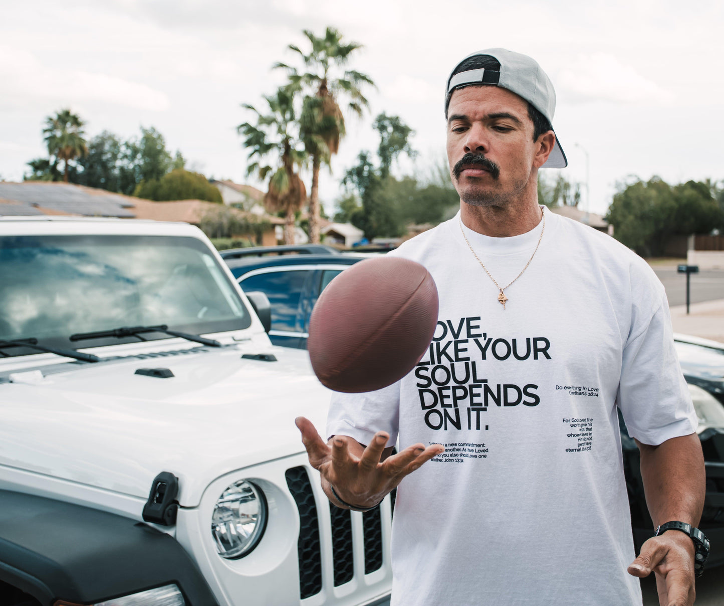 Love like your soul depends on it white unisex t-shirt on model