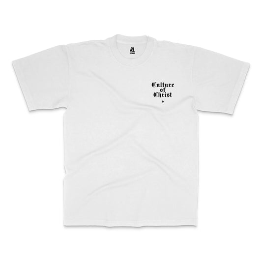 30pcs Christian Catholic based tshirt brand signature culture of christ logo on left front of white unisex heavyweight tee