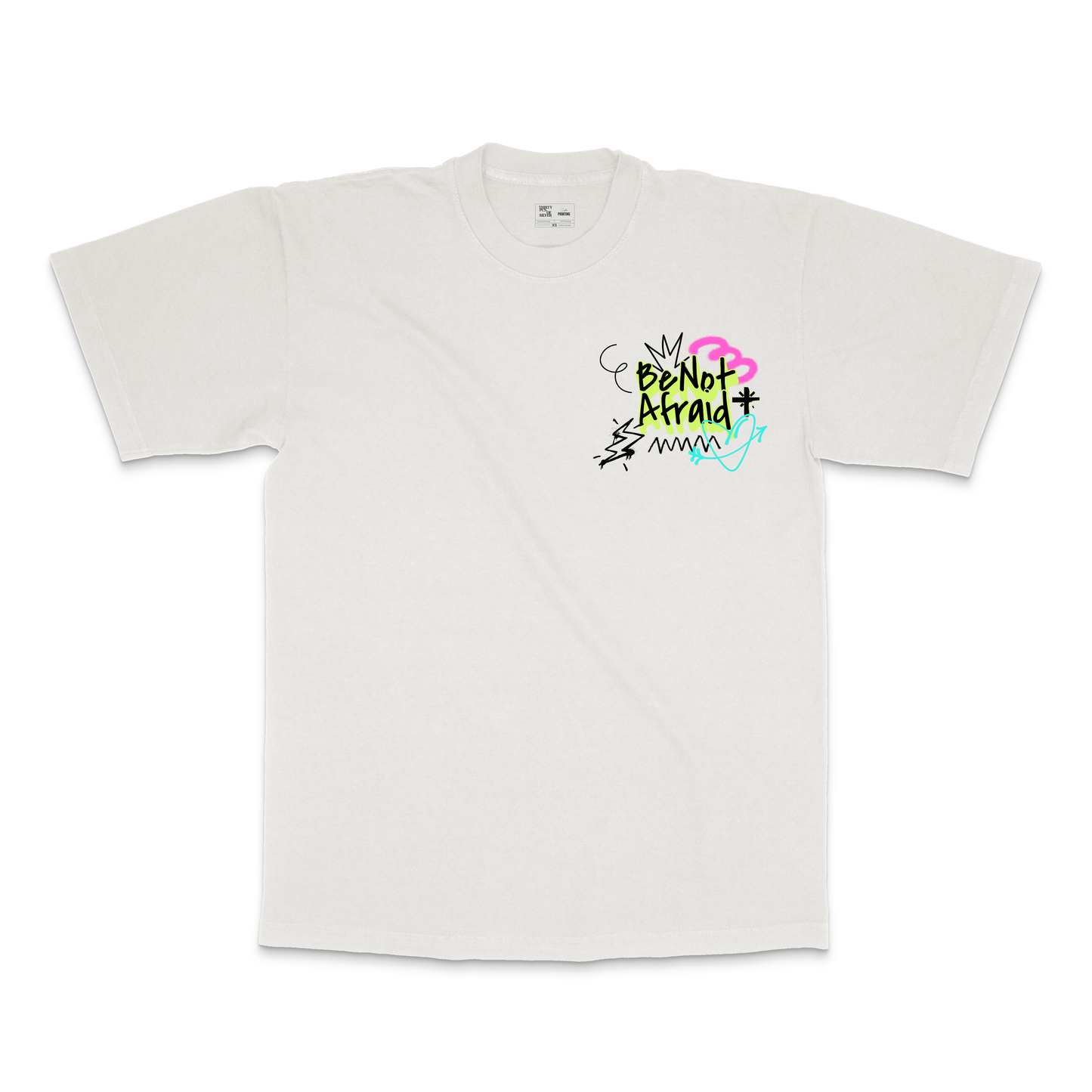 Pocket Be Not Afraid 1990's T-Shirt Urban Catholic Bone