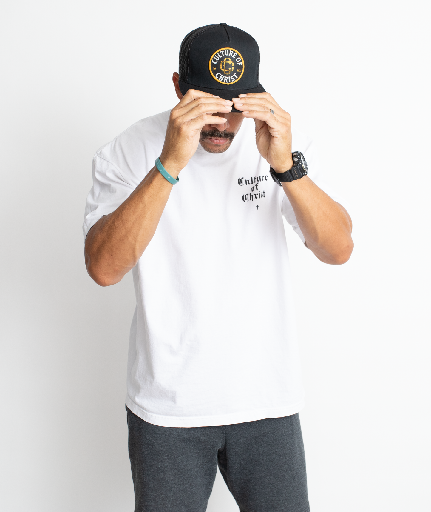 The Culture of Christ unisex black trucker hat - 30 Pcs of Silver