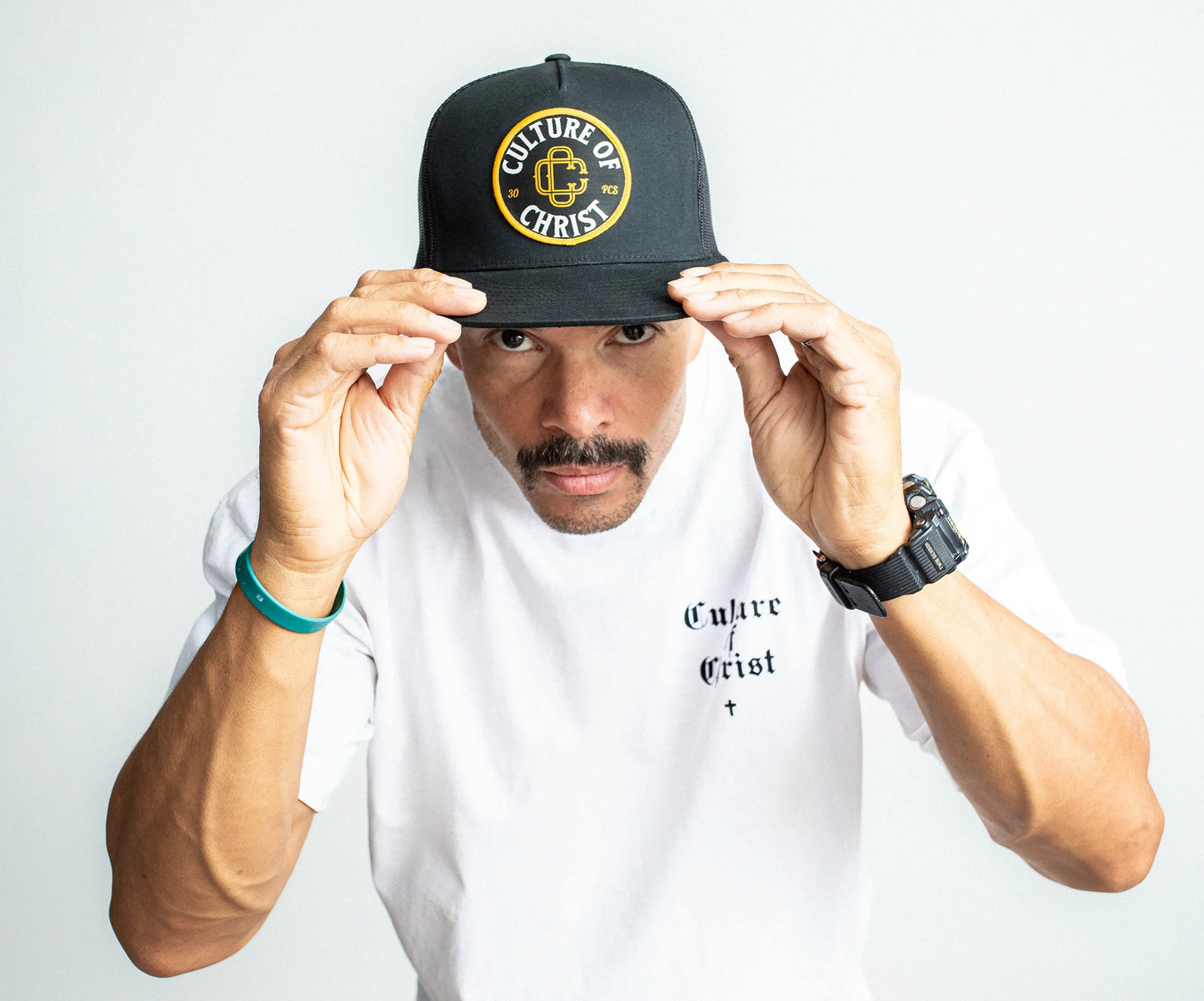 The Culture of Christ unisex black trucker hat - 30 Pcs of Silver