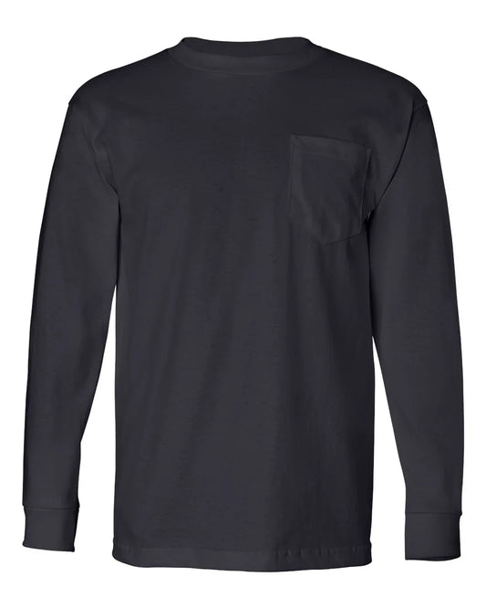 Bayside - USA-Made Long Sleeve Pocket T-Shirt - 8100 - 30 Pcs of Silver
