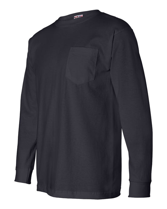 Bayside - USA-Made Long Sleeve Pocket T-Shirt - 8100 - 30 Pcs of Silver