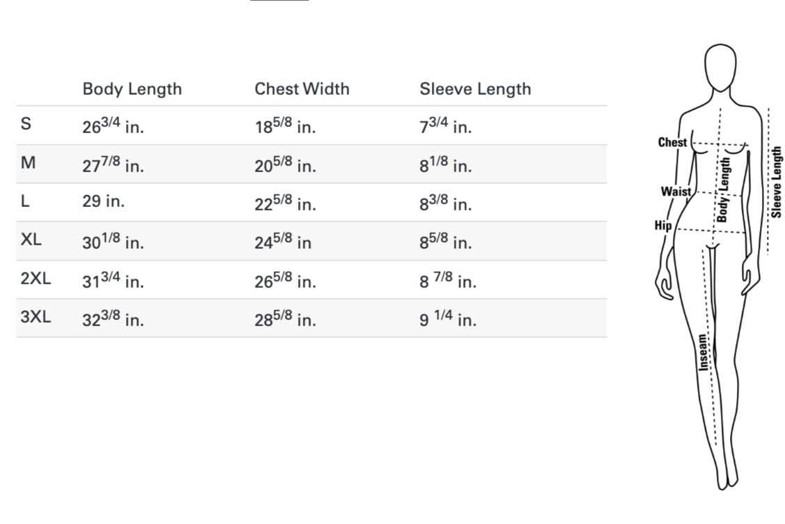 LA Apparel Size Chart 6.5 oz Heavyweight Tshirt