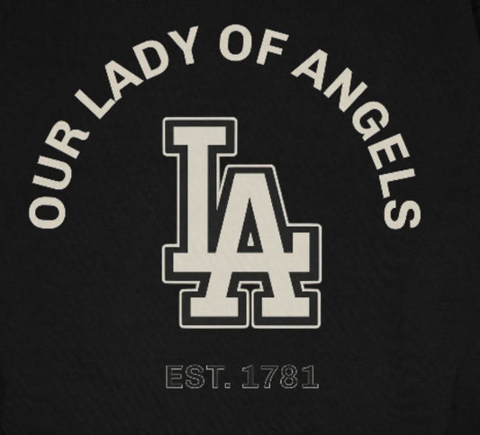 Our Lady Of Angels Heavyweight Crewneck | City Saints Collection Los Angeles | 30 PCS. Of Silver Urban Catholic - 30 Pcs of Silver