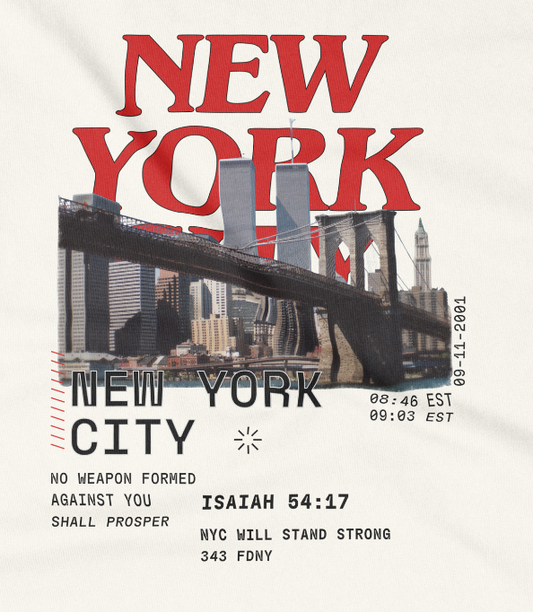 NYC 911 tribute T-shirt close-up by 30 pcs of silver