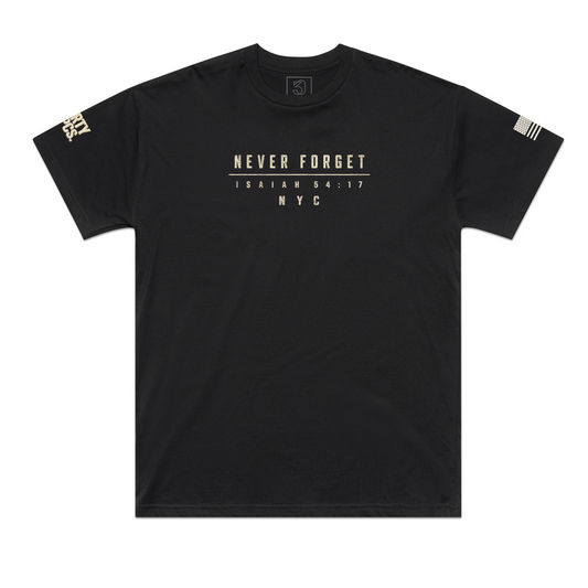 August 28 Delivery: The Unforgotten NYC Tee | Tunnel To Towers Foundation | 30 PCS. | Premium Drop Shoulder Heavyweight Black |