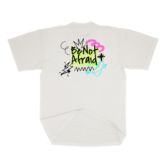 Be Not Afraid 1995 T-Shirt--Premium Catholic Streetwear with 90's Skater Vibes - 30 Pcs of Silver back view