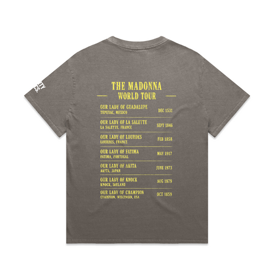 Pre Order: The Madonna Color World Tour Vintage Tee | 30 PCS. Of Silver | Faded Grey Premium Tee |
