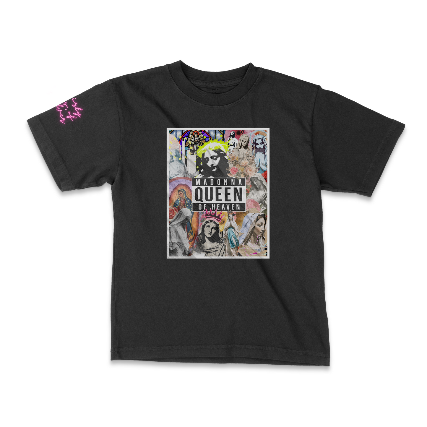 NEW Madonna Queen of Heaven Poster Heavy Weight T-Shirt | 30 Pieces of Silver Catholic Apparel-Black