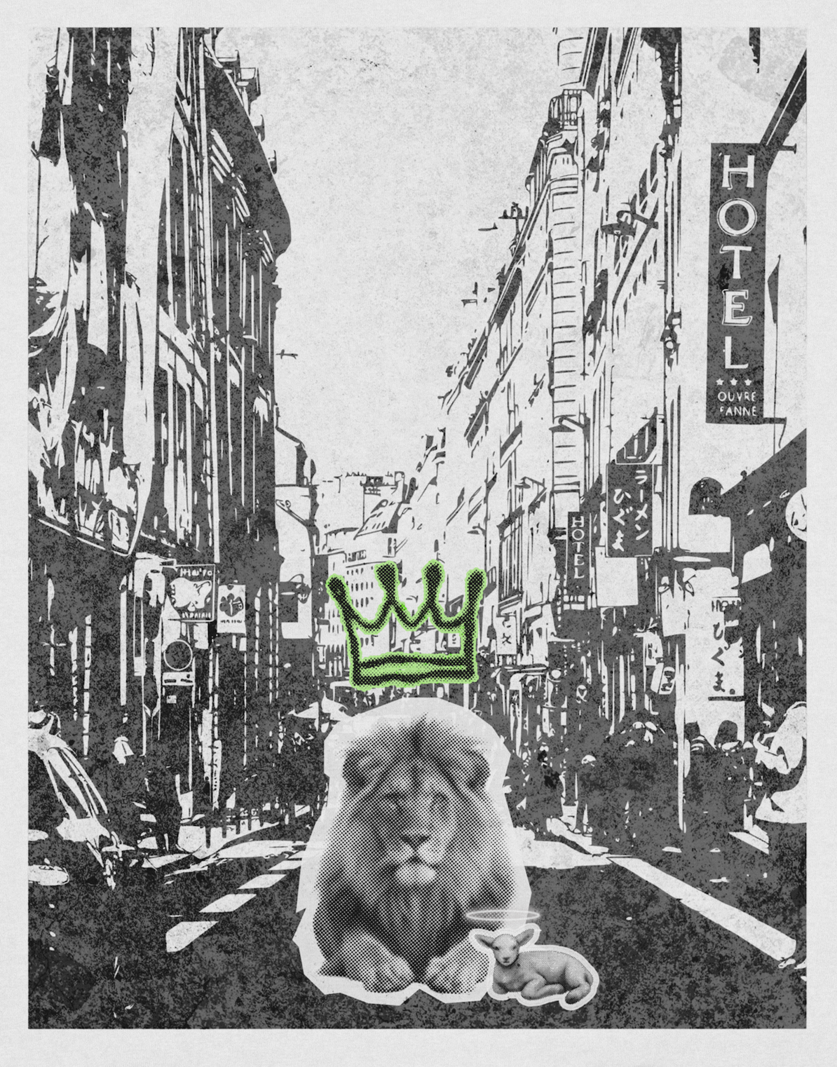 Close-up of crowned lion city graphic on Christian streetwear tank