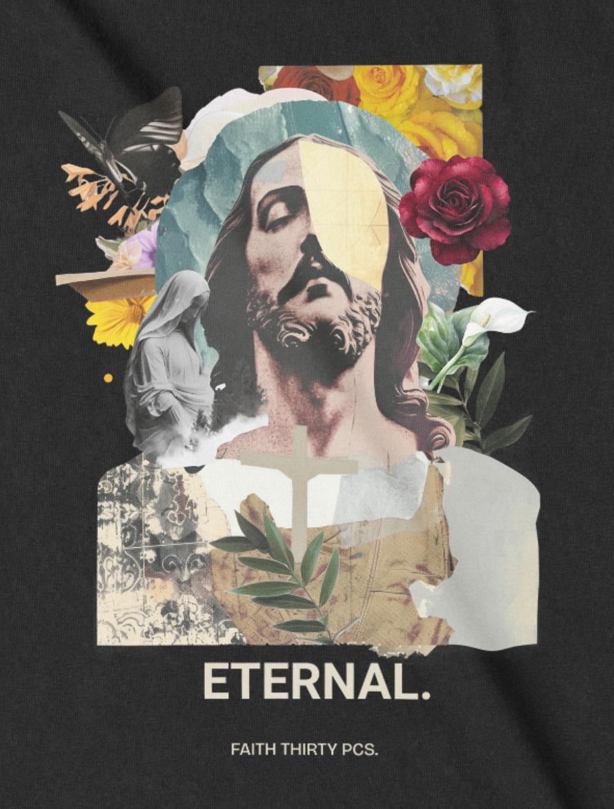 Eternal Jesus Graphic front-  Close up 30 Pcs of Silver 