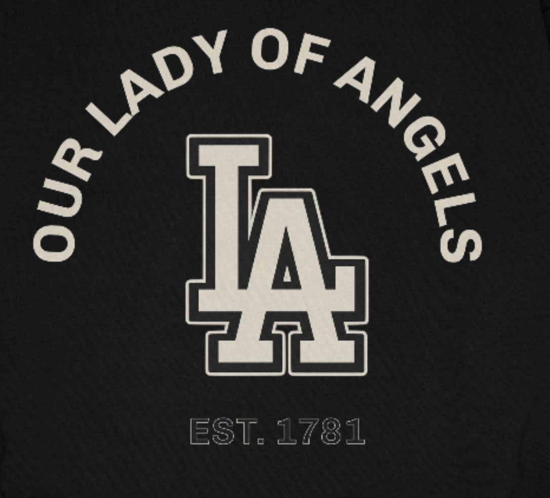 Our Lady Of Angels Heavyweight Crewneck | City Saints Collection Los Angeles | 30 PCS. Of Silver Urban Catholic - 30 Pcs of Silver 
