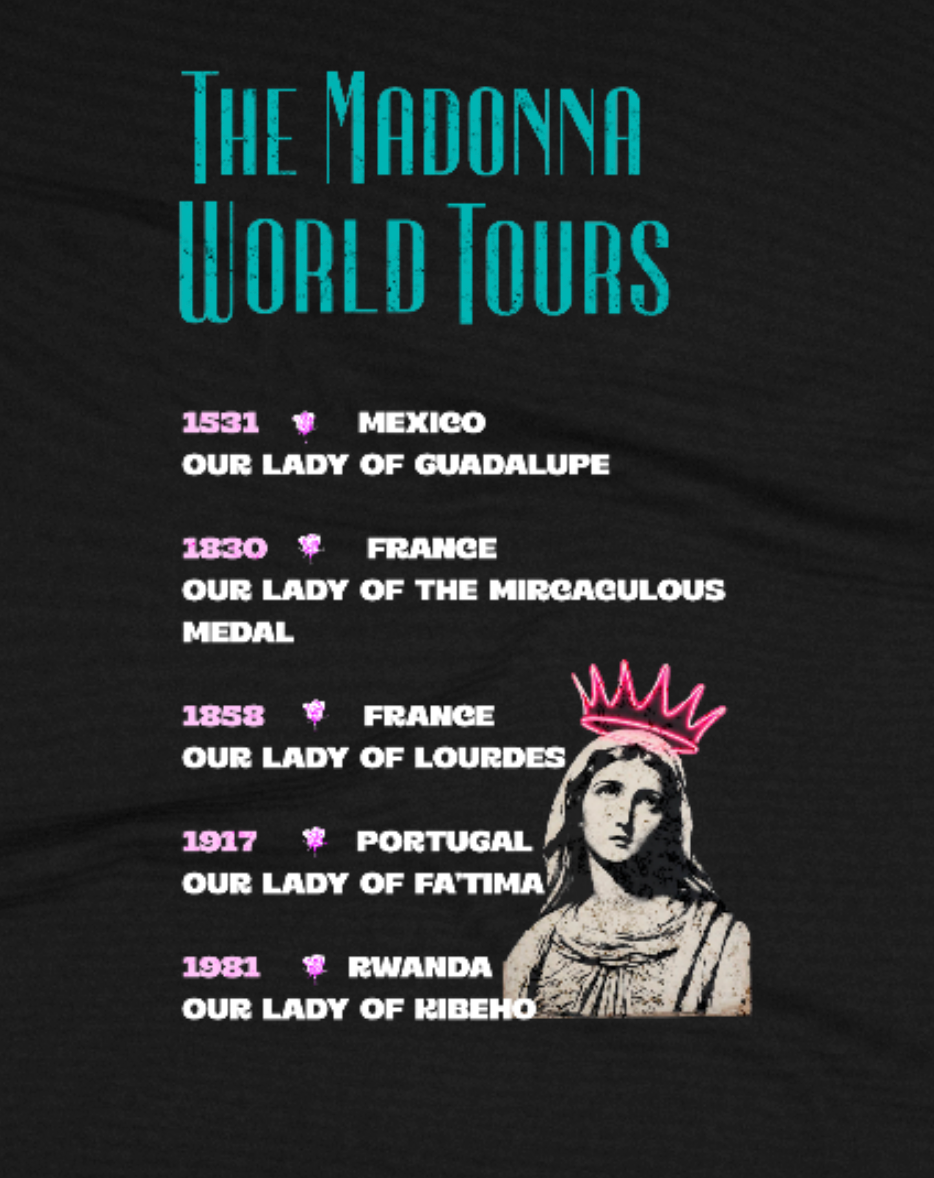 30 PCS. of Silver Madonna world tour close up of graphic back of shirt