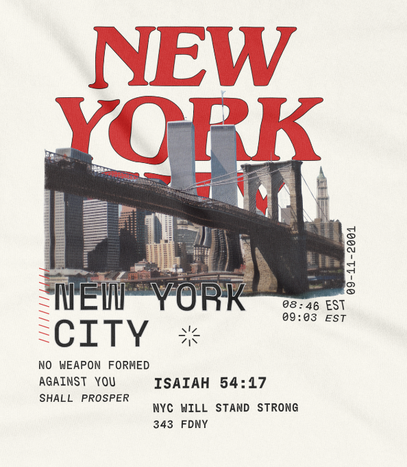 NYC 911 tribute T-shirt close-up by 30 pcs of silver