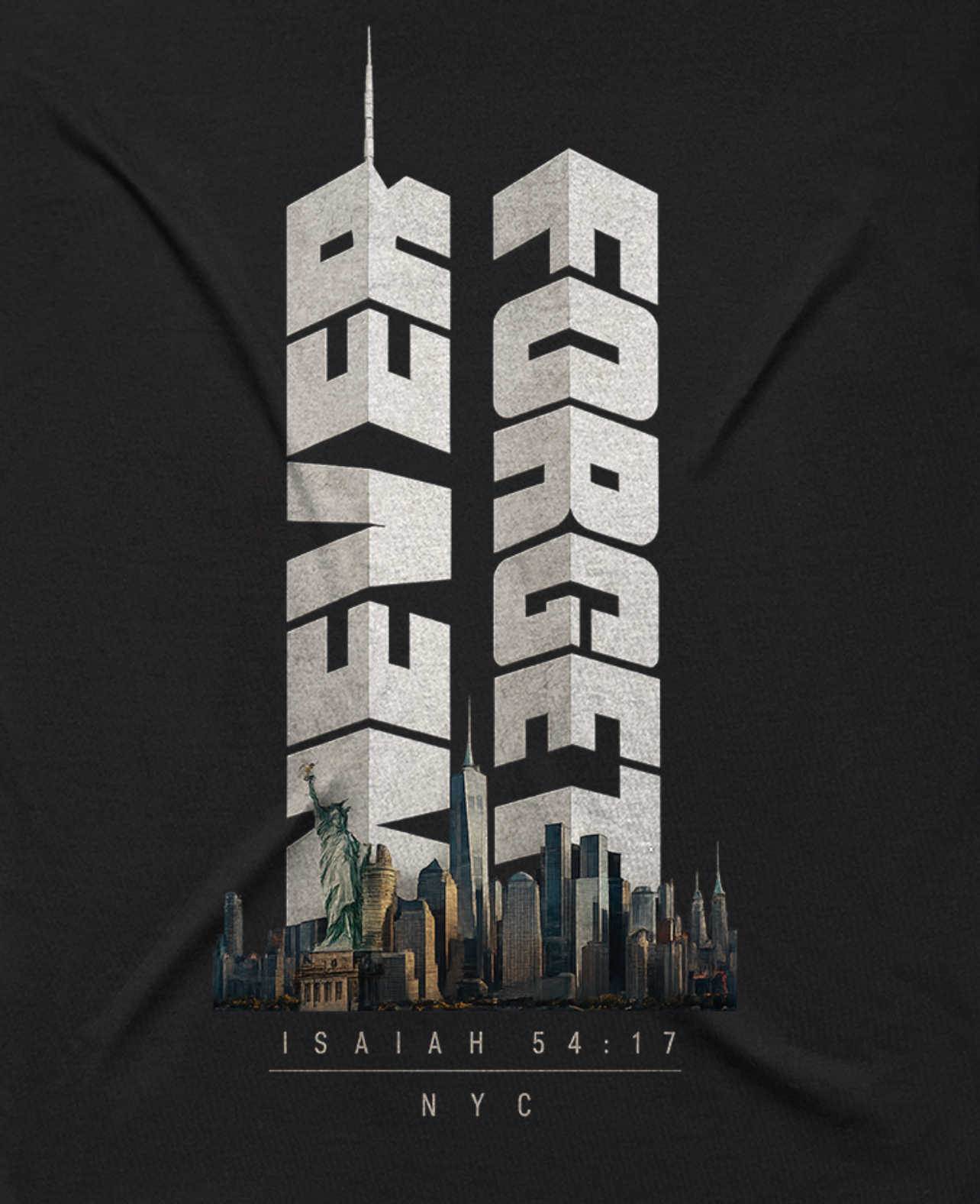 August 28 Delivery: The Unforgotten NYC Tee | Tunnel To Towers Foundation | 30 PCS. | Premium Drop Shoulder Heavyweight Black |