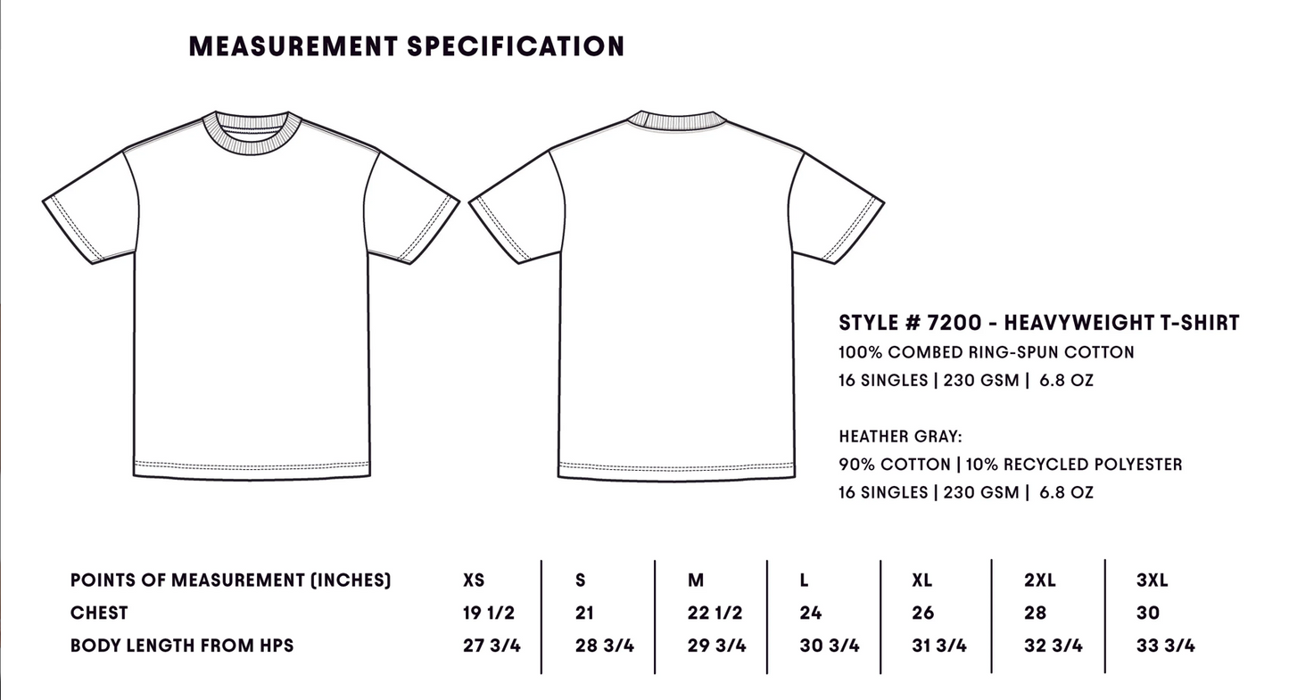 Catholic brand 30pcs size chart for heavy weight next level 7200 tshirt