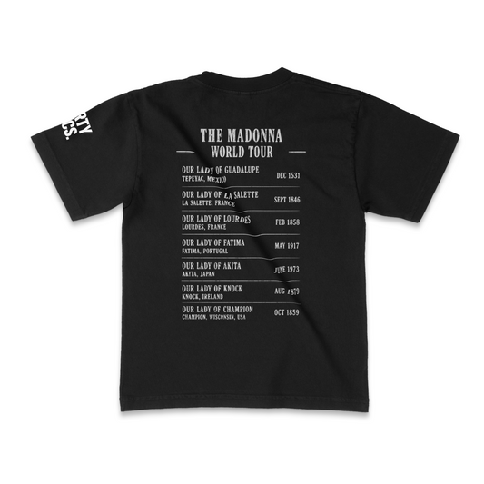 The Madonna World Tour Vintage Halftone Tee | 30 PCS. Of Silver | Black Premium Tee |