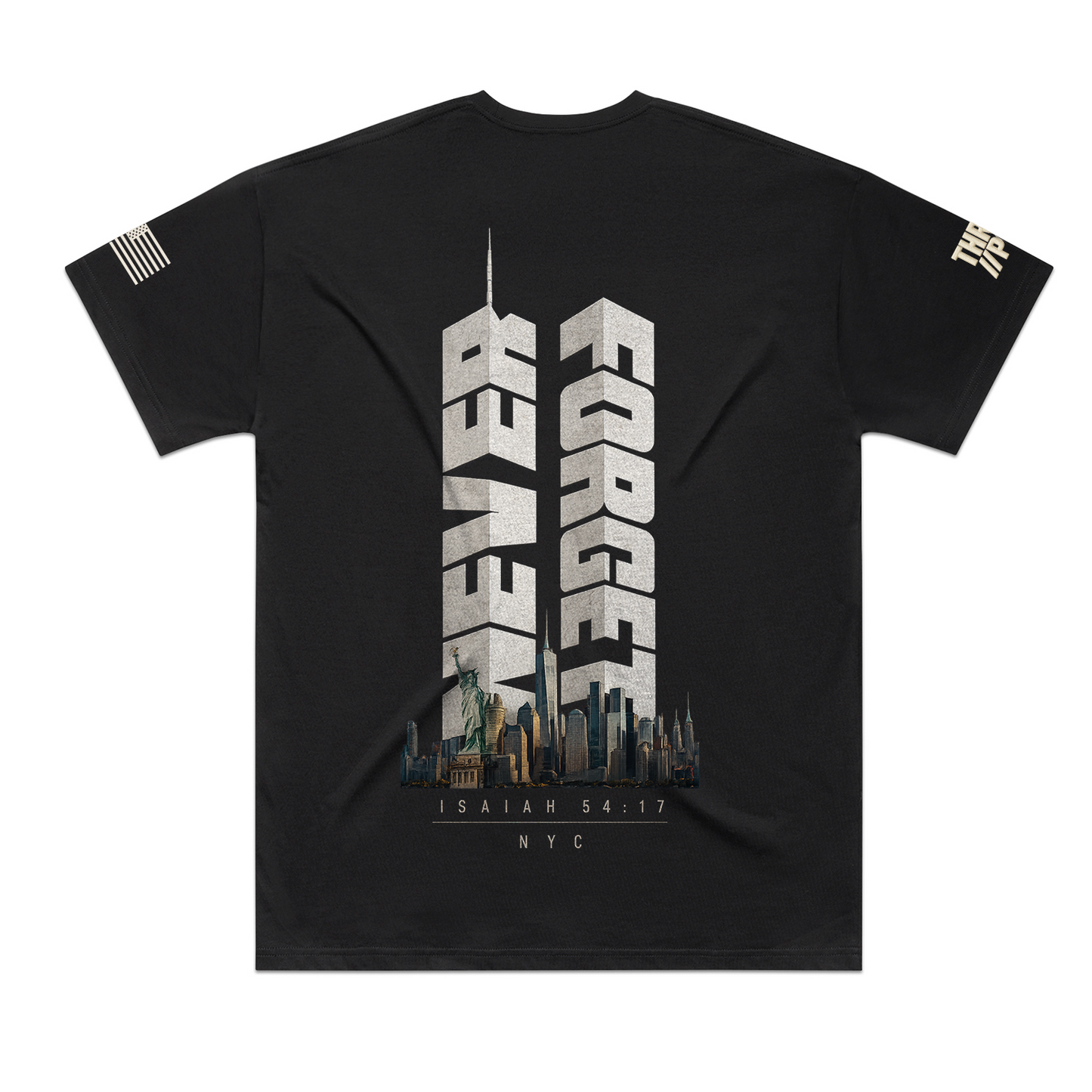 August 28 Delivery: The Unforgotten NYC Tee | Tunnel To Towers Foundation | 30 PCS. | Premium Drop Shoulder Heavyweight Black |