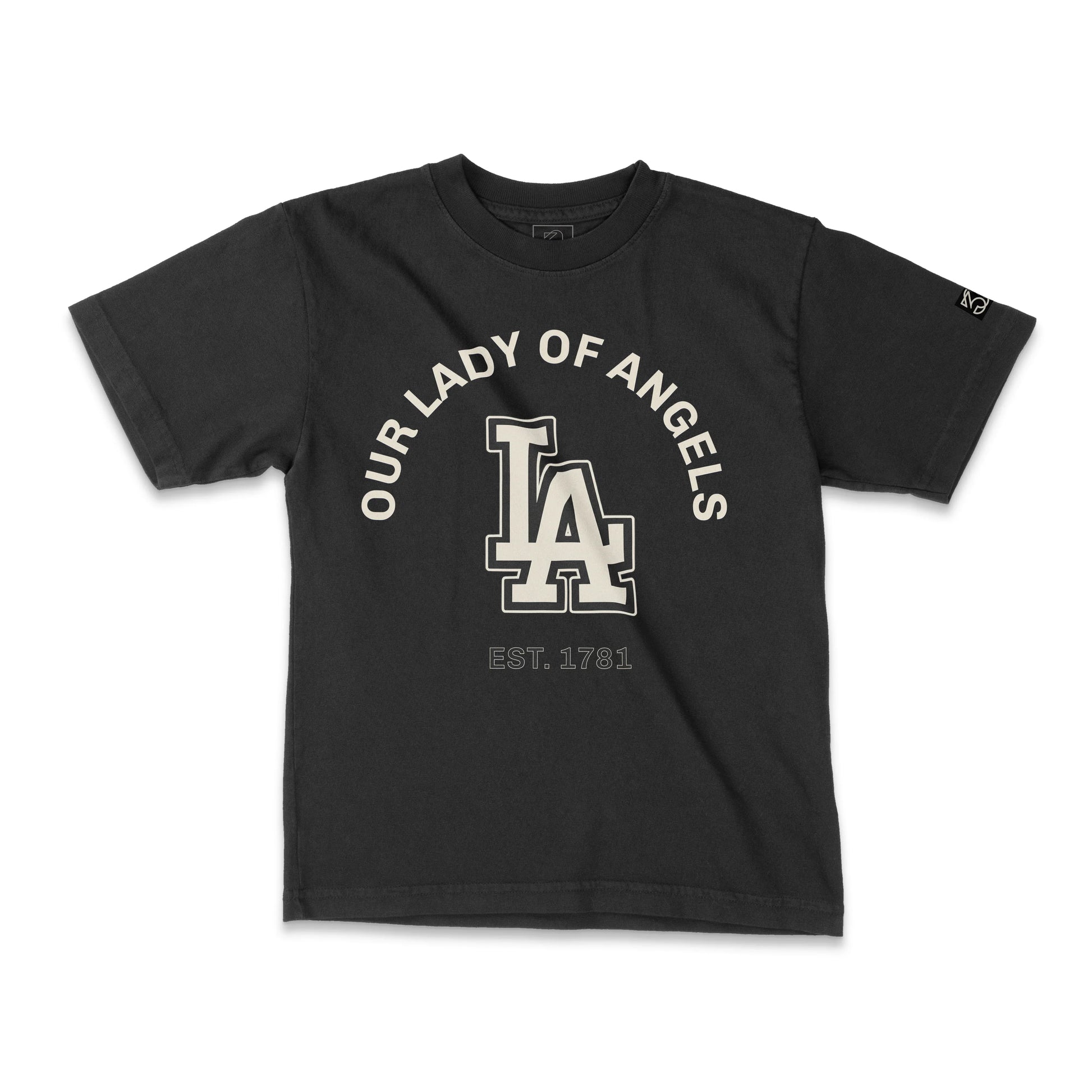 Our Lady Of Angels Heavyweight Tee | Los Angeles | 30PCS. Of Silver Front