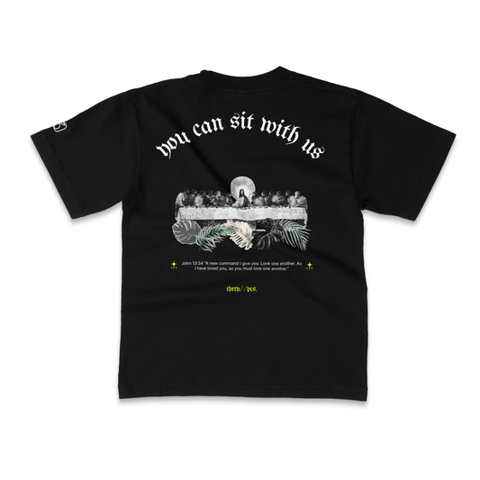 You Can Sit With Us-The Last Supper Tee | 30 PCS. Of Silver | Black Heavyweight Tee - 30 Pcs of Silver 